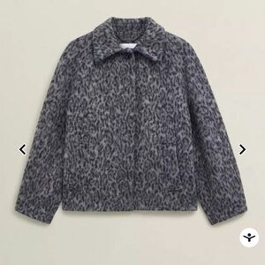 Women's Grey Leopard-Print Wool-Blend Jacket